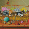 Kittens With Yarn Basket Diamond Paintings