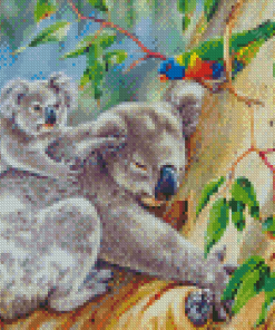 Koalas And Lorikeet Diamond Paintings