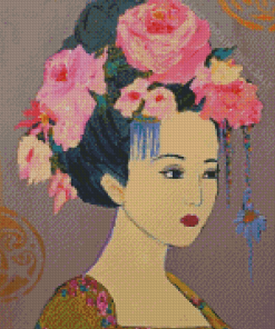 Lady With Flower Hair Diamond Paintings