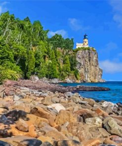 North Shore Minnesota Lighthouse View Diamond Painting