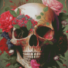 Pink Flowers And Skull Diamond Paintings