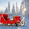 Red Sleigh In Snow Diamond Painting