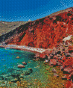 Red Beach Landscape Diamond Paintings