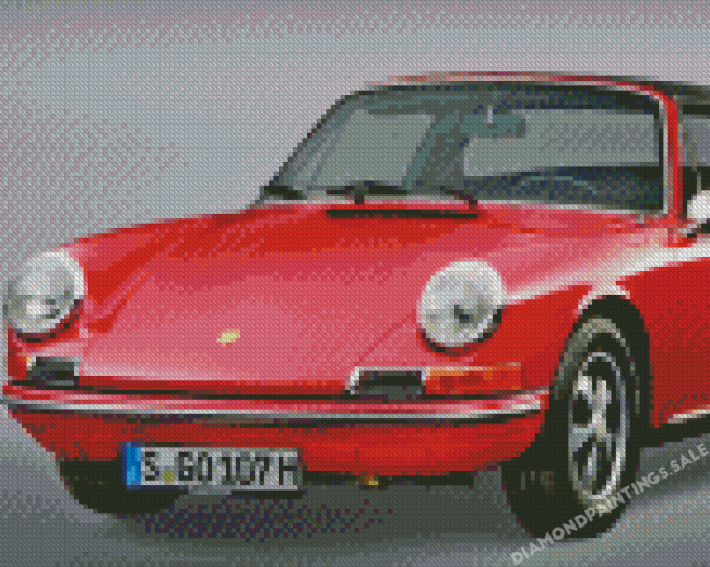 Red Porsche Targa Car Diamond Paintings