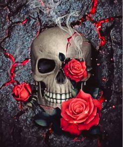 Skull With Roses Diamond Painting