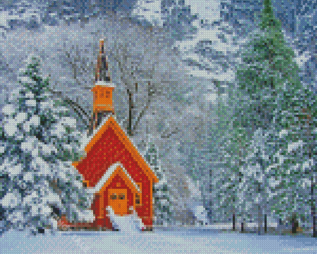 Snowy Yosemite Valley Chapel Diamond Paintings