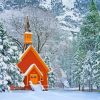 Snowy Yosemite Valley Chapel Diamond Painting