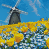 Yellow Tulpen En Molen Diamond Paintings