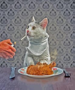 Aesthetic Cat Smoking Diamond Painting
