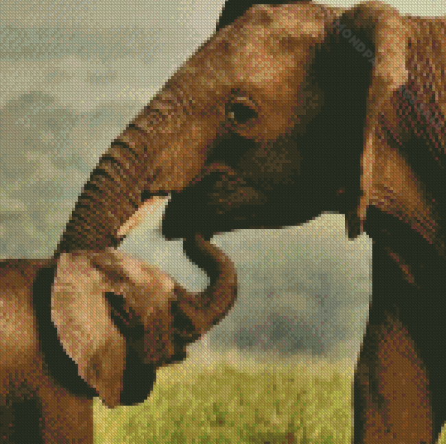 Aesthetic Mother Elephant Love Diamond Paintings