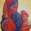 Asian Mother And Child Diamond Paintings