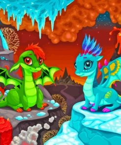 Baby Fire And Ice Dragons Diamond Painting