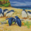 Baby Penguins On The Beach Diamond Paintings