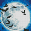 Aesthetic Blue Sky Full Moon Night Bats Diamond Paintings