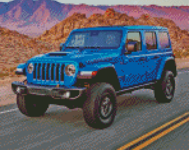 Blue Jeep Diamond Paintings