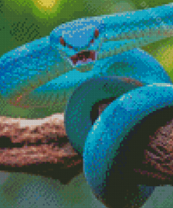 Blue Snake On Tree Diamond Paintings