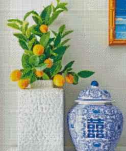 Blue Vase With Lemon Tree Diamond Paintings