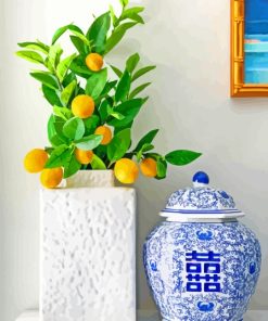 Blue Vase With Lemon Tree Diamond Painting