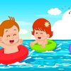 Boy And Girl Swimming In Sea Diamond Painting