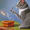 Cat Smoking Diamond Painting