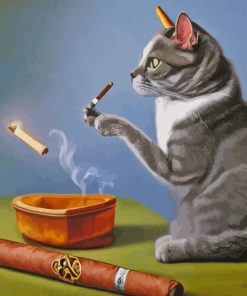 Cat Smoking Diamond Painting