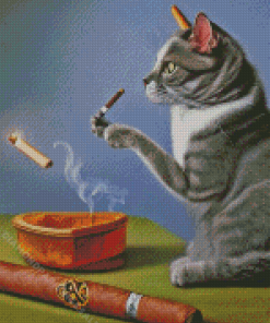 Cat Smoking Diamond Paintings