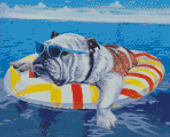 Chilling Dog On The Beach Diamond Paintings