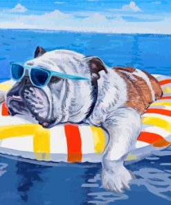 Chilling Dog On The Beach Diamond Painting