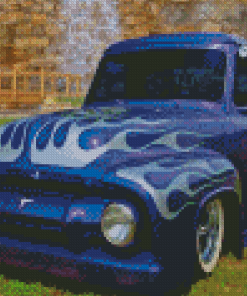 Dark Blue 1955 Ford Pickup Truck Diamond Paintings