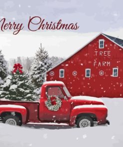 Farm Christmas Ford Truck Diamond Painting