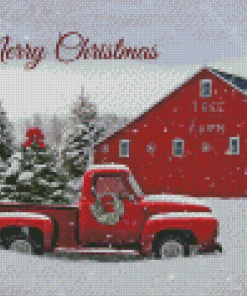 Farm Christmas Ford Truck Diamond Paintings