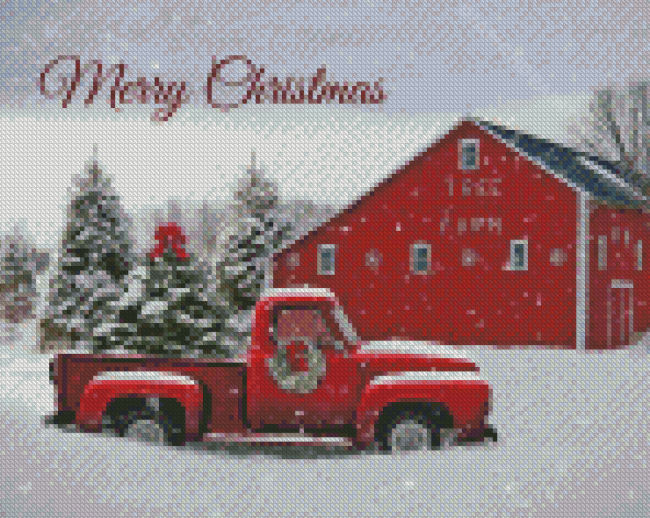 Farm Christmas Ford Truck Diamond Paintings