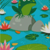 Fat Green Frog On Lily Pad Diamond Paintings