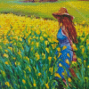 Girl In Flowers Meadow Diamond Paintings