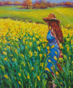 Girl In Flowers Meadow Diamond Paintings