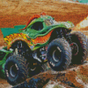 Green Monster Jam Truck Diamond Paintings