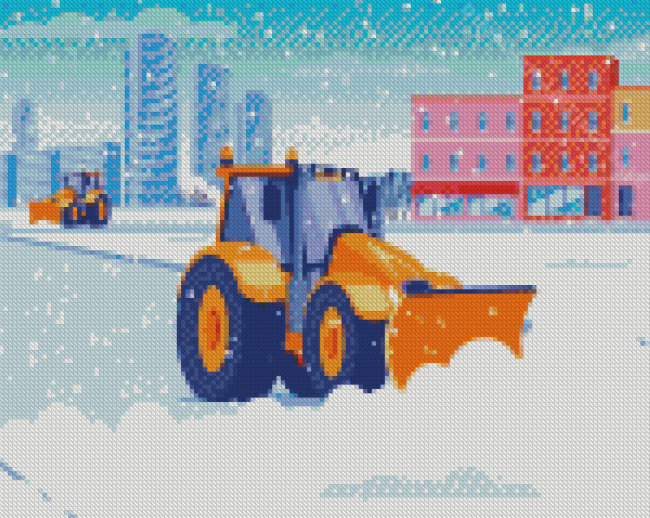 Illustration Snow Plows Diamond Paintings