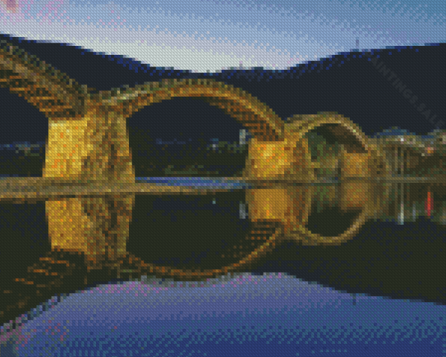 Japan Kintaikyo Bridge Water Reflection Diamond Paintings