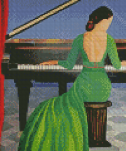 Lady Playing Piano Diamond Paintings