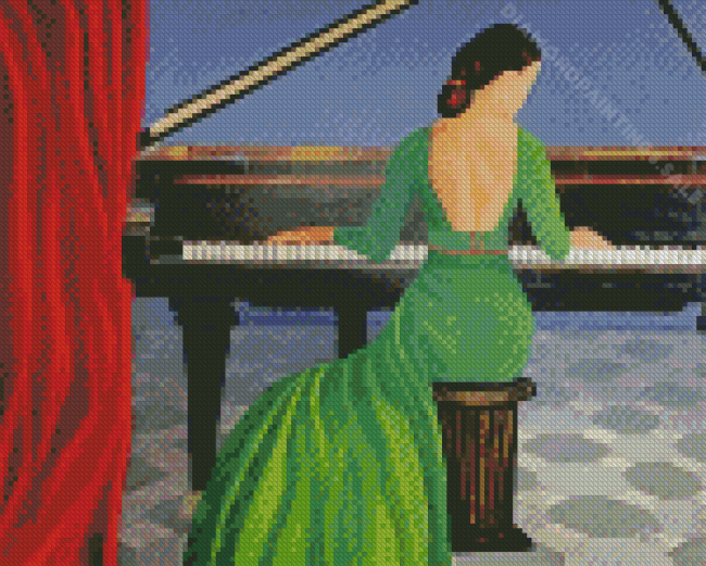 Lady Playing Piano Diamond Paintings