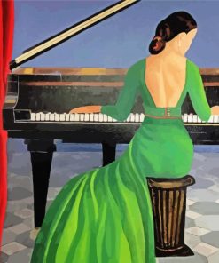 Lady Playing Piano Diamond Painting