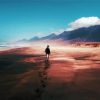 Lonely Girl Walking On Beach Diamond Painting