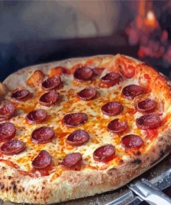 Pepperoni Pizza In A Wood Fired Oven Diamond Painting