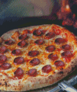 Pepperoni Pizza In A Wood Fired Oven Diamond Paintings