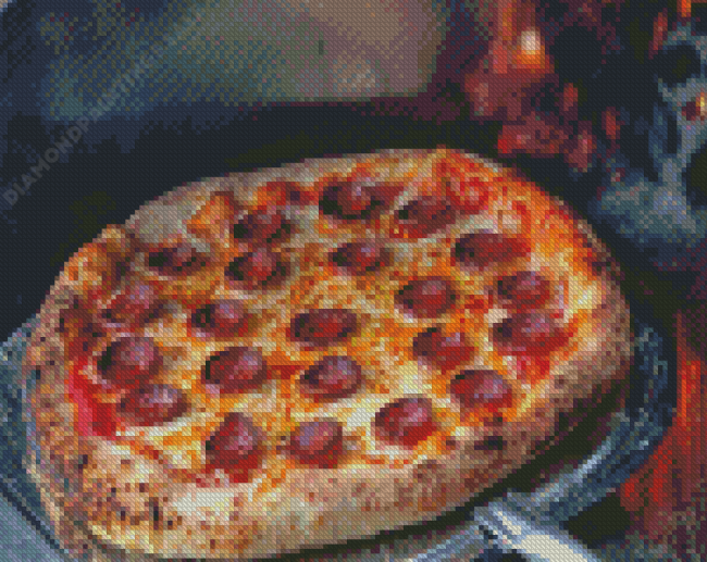 Pepperoni Pizza In A Wood Fired Oven Diamond Paintings