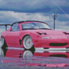 Pink Mazda Miata Diamond Paintings