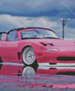 Pink Mazda Miata Diamond Paintings