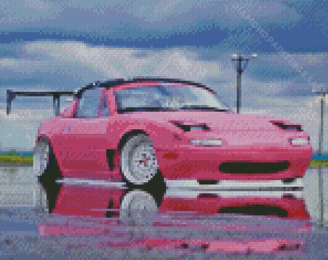 Pink Mazda Miata Diamond Paintings