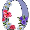 Purple Letter O With Flowers Art Diamond Painting