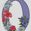 Purple Letter O With Flowers Art Diamond Paintings